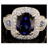 14kt Gold 4.83 ct Sapphire & Diamond Ring