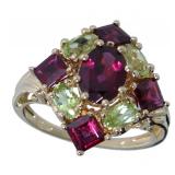 10kt Gold Natural 4.20 ct Garnet & Peridot Ring