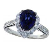 14kt Gold 2.56 ct Pear Sapphire & Diamond Ring