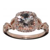 14kt Rose Gold 1.31 ct Morganite & Diamond Ring