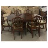 Solid Mahogany Table & 6 Shield Back Chairs