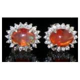 Natural Oval 1.60 ct Fire Opal Stud Earrings