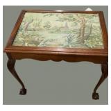 Tapestry Glass Top Ball & Claw Foot Table