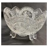 5x8 Bird Pattern Lead Crystal Footed Bowl
