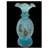 8.5" Blue Vase Hand Painted