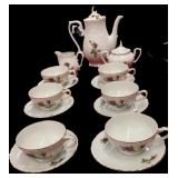 15 Pc China Rose Tea Set