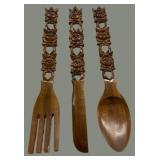 Vintage 38 Inch Wooden Silverware Plaques