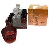 2 Crystal Decanters, 8 Glasses, Ice Bucket, T