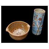 Handmade Pottery Colander & Vase