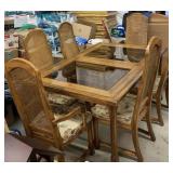 Glass Top Table & 6 Cain Back Chairs