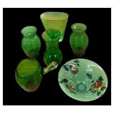 (6) Pc Green Glass