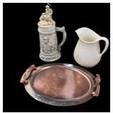 Copper Platter, Beer Stein & Pitcher