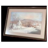 Church House Winter Scene Framed Print