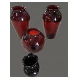 4 Pc Ruby Glass