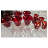 11pc Ruby Stem Ware