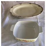 China Platter & Corning Ware Bowl