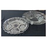 Crystal Relish Dish & Footed Etched Bowl