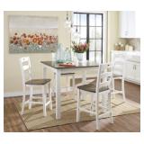 Ashley D335 Square Farmhouse Bar Table & 4 Stools