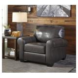 Ashley 980 Gray LEATHER Club Chair