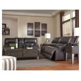 Ashley U609 LEATHER PWR REC Sofa & Love Seat