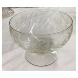 Etched Glass Crystal Fruit Bowl