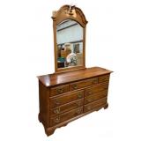 9 Drawer Estate Oak Dresser & Mirror