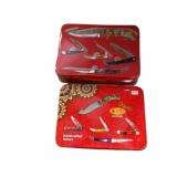 (5) S & D Leopard Knives in Metal Tin