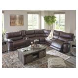 Ashley u434 LEATHER PWR TRPL REC Sectional ADJ/HR