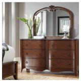 Ashley B708 Marble Top Dresser & Mirror