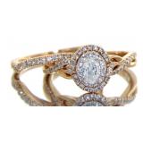 14kt Rose Gold .75 ct Oval Diamond Wedding Set