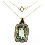 10kt Gold Natural 5.50 ct Green Amethyst Necklace