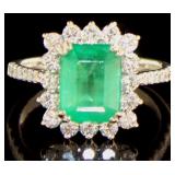 14kt Gold 3.27 ct Natural Emerald & Diamond Ring