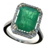 14kt Gold 6.31 ct Natural Emerald & Diamond Ring