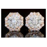 14kt Rose Gold Brilliant 1.00 ct Diamond Earrings