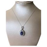 14kt Gold 2.50 ct Tanzanite & Diamond Necklace