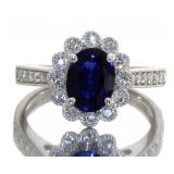 14kt Gold 1.98 ct Oval Sapphire & Diamond Ring