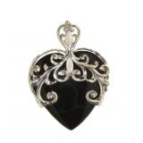 10kt Gold Antique Style Onyx Heart Pendant