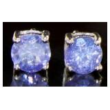 Natural 1.00 ct Round Tanzanite Stud Earrings