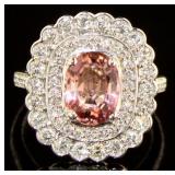 14kt Gold 2.85 ct Pink Tourmaline & Diamond Ring