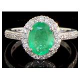 14kt Gold 1.93 ct Emerald & Diamond Ring