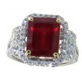 14kt Gold 7.47 ct Ruby & Diamond Ring