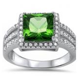 Princess Cut 5.50 ct Emerald & White Topaz Ring