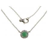 Genuine 1.05 ct Emerald & White Sapphire Necklace