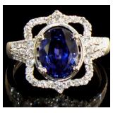 14k Gold 3.02 ct Sapphire & Diamond Ring