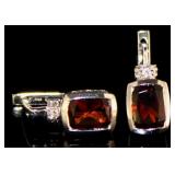 10kt Gold Natural 3.58 ct Garnet & Diamond Earring