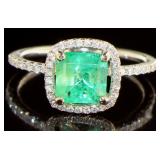 14 kt White Gold 1.98 ct Emerald & Diamond Ring