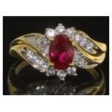 10kt Gold Ruby & White Topaz Cocktail Ring