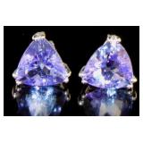 14kt Gold 2.00 ct Trillion Cut Tanzanite Earrings