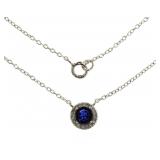 Round 1.10 ct Sapphire & Diamond Halo Necklace