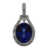 14kt Gold 6.17 ct Sapphire & Diamond Pendant